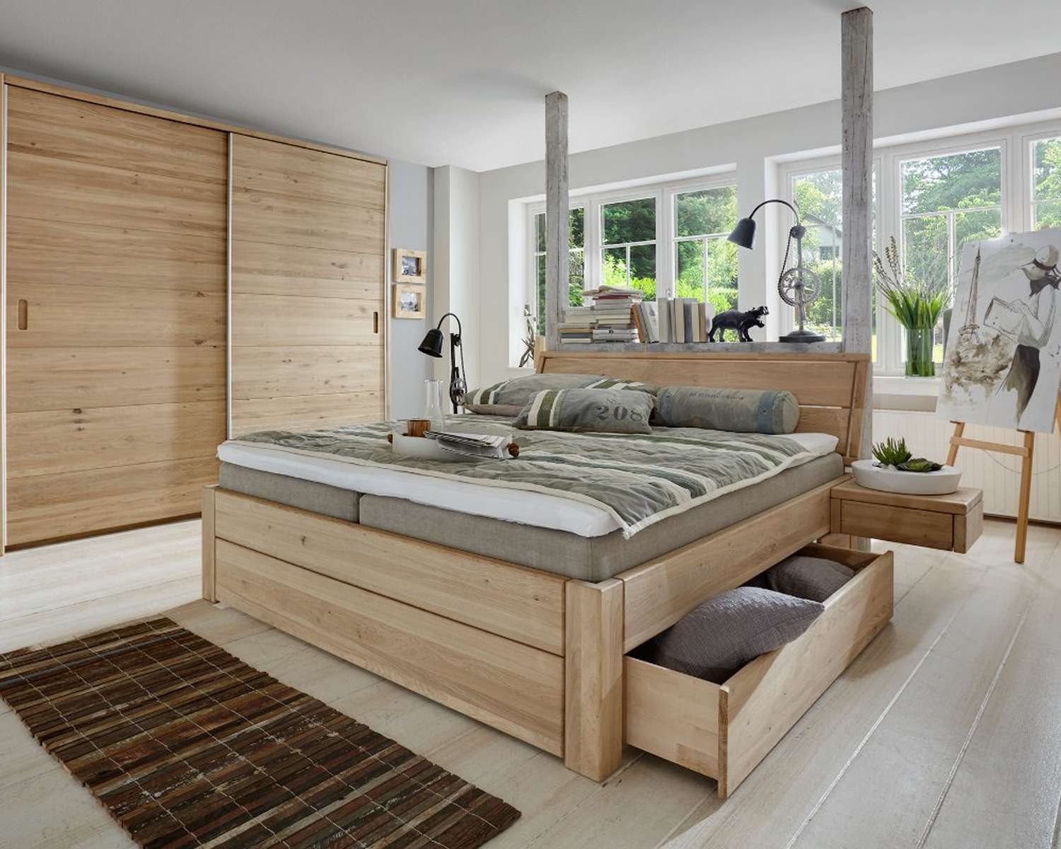 Houten bed Kopenhagen met blank eiken Houten bed Kopenhagen met blank eiken
