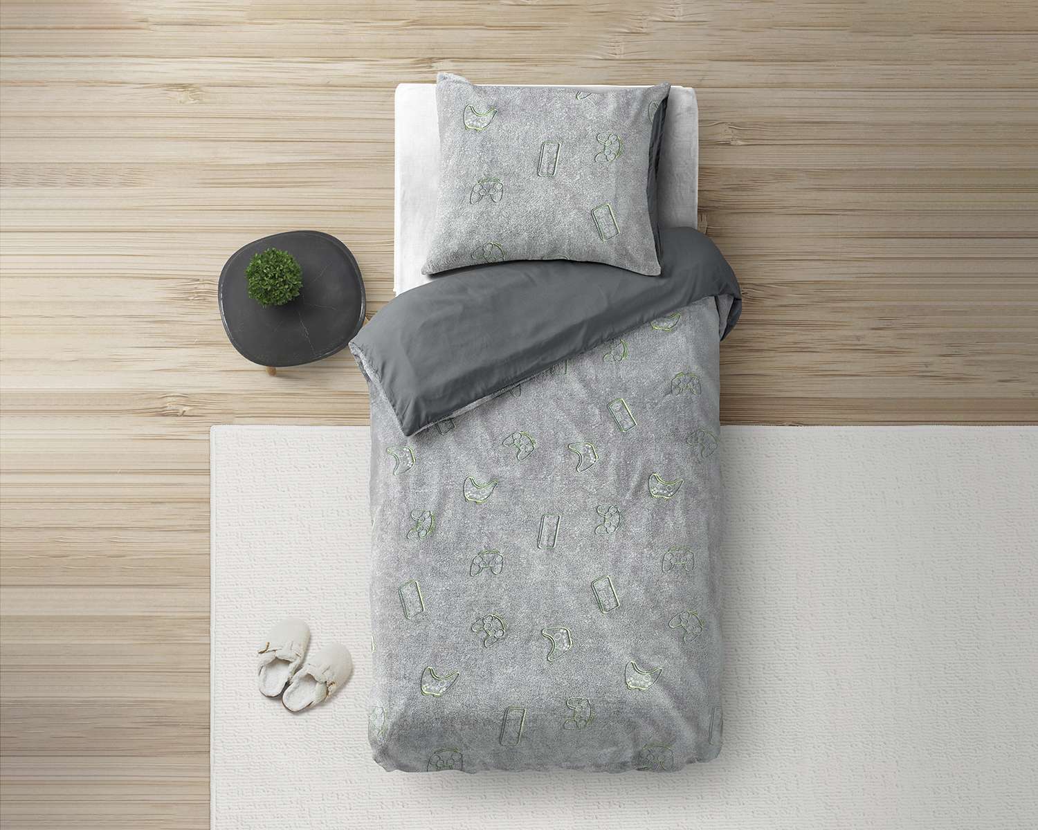 Game dekbedovertrek met glow in the dark controllers