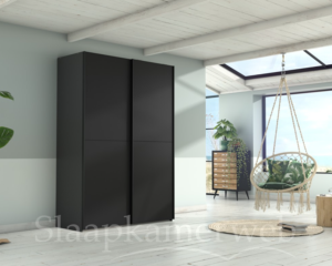 Zweefdeurkast Easyline antraciet met staallook handgrepen