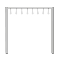 Met sierlijst en 8 spots: 340 cm breed x 240 cm hoog