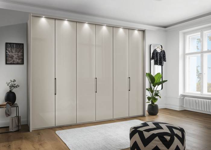 Draaideurkast Elegance One Champagne staallook handgrepen