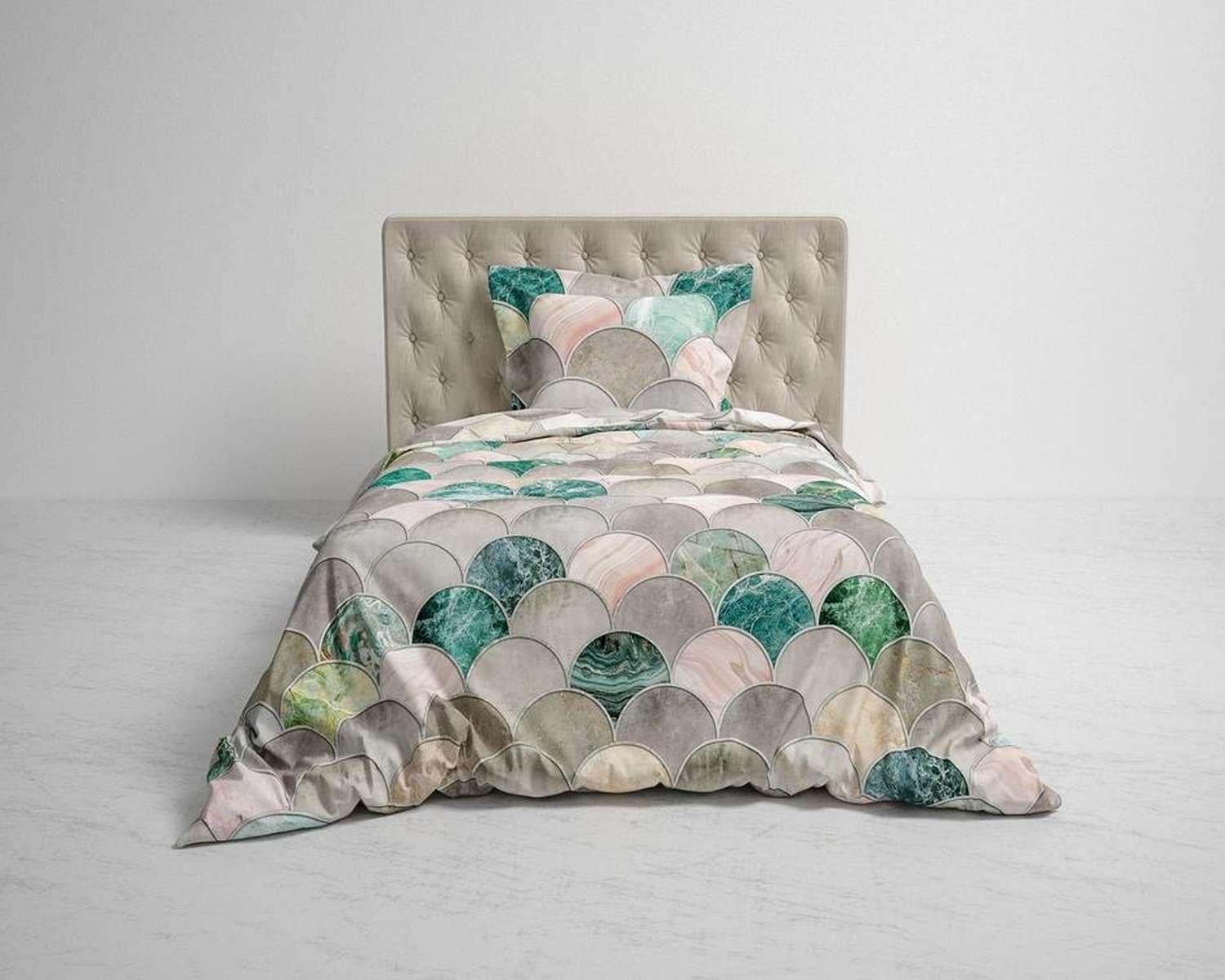 Dekbedovertrek Marmeren Boogjes 1 pers op bed Dekbedovertrek Marmeren Boogjes 1 pers op bed